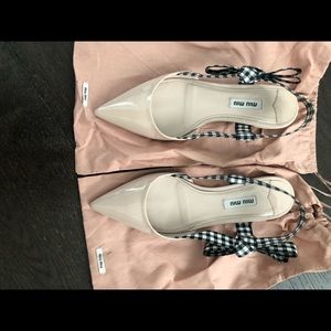 Miu Miu Flat Slingbacks in nude